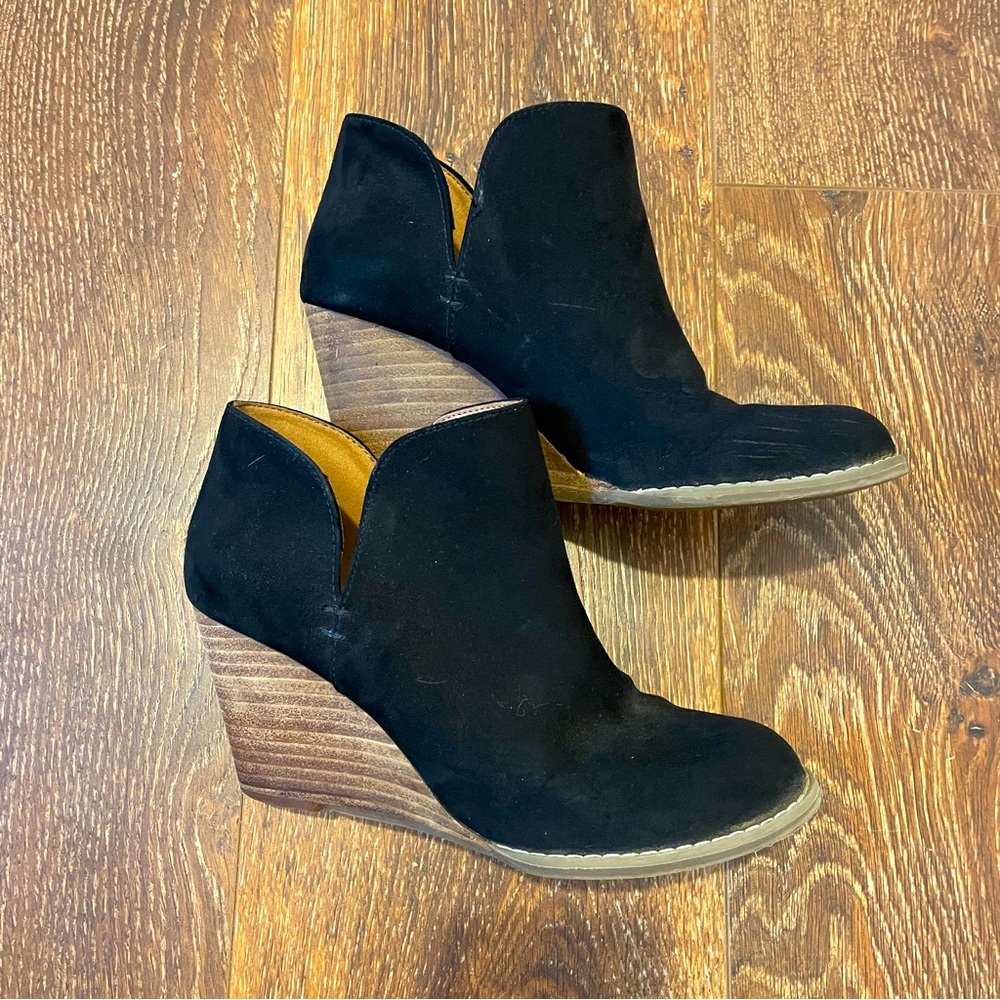 Abound Black Suede Wedge Booties 7.5